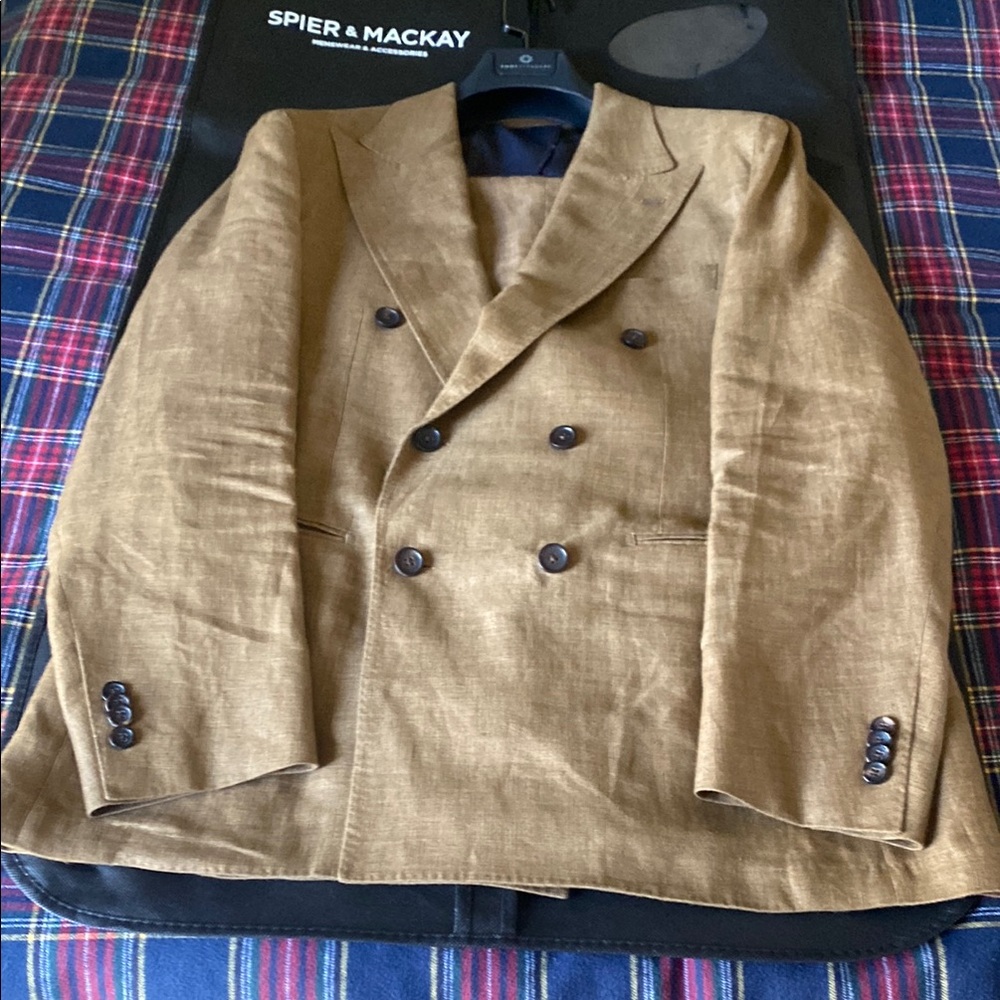 Spier & Mackay DB Tobacco Linen Suit